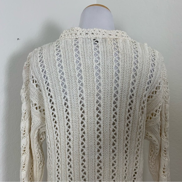 Vtg Chaus Longline Cable Knit Hobnail Sweater Womens M Ramie Cotton Cottage - Picture 8 of 17